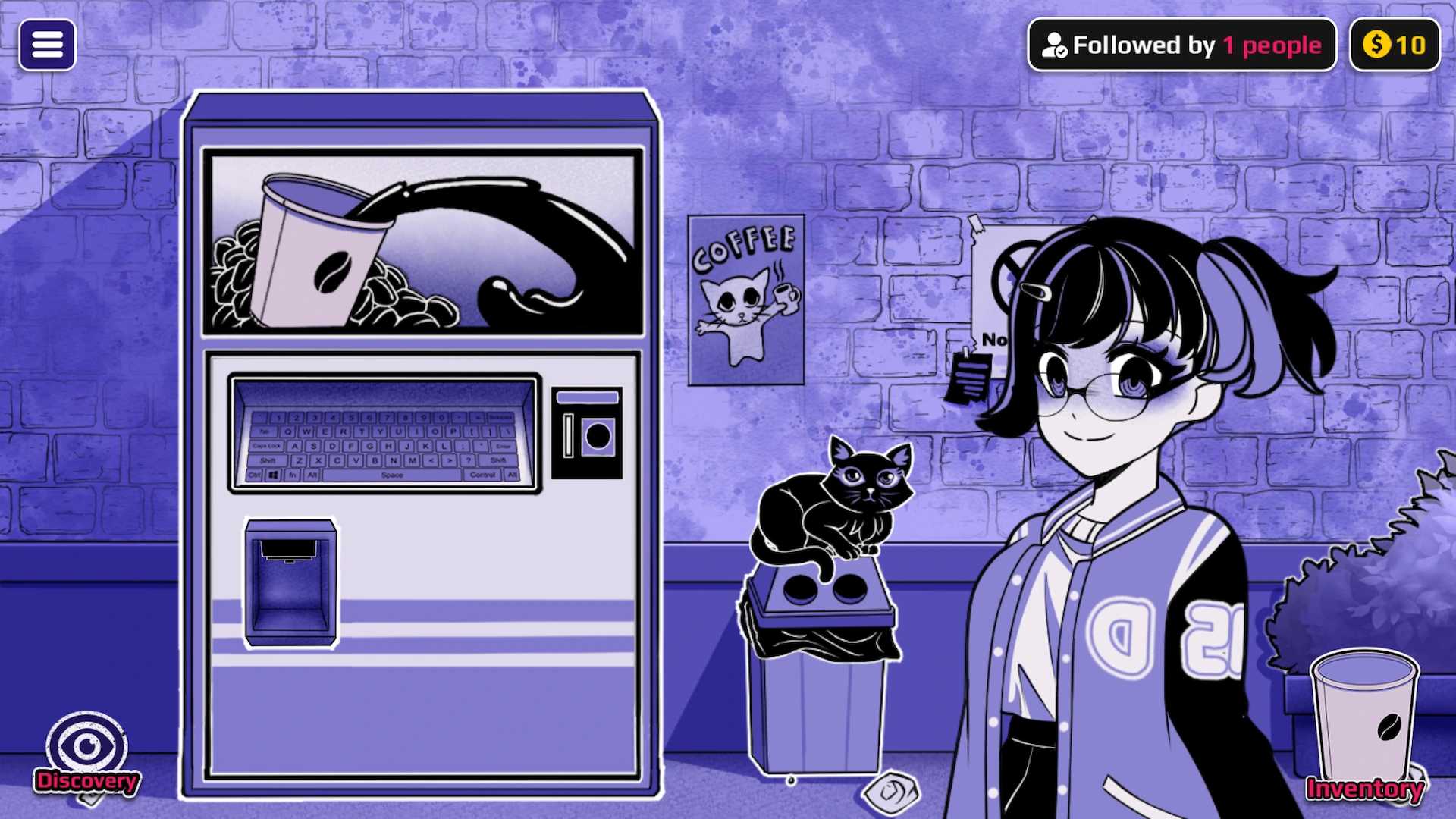 Horu beside the anomalous coffee machine keyboard
