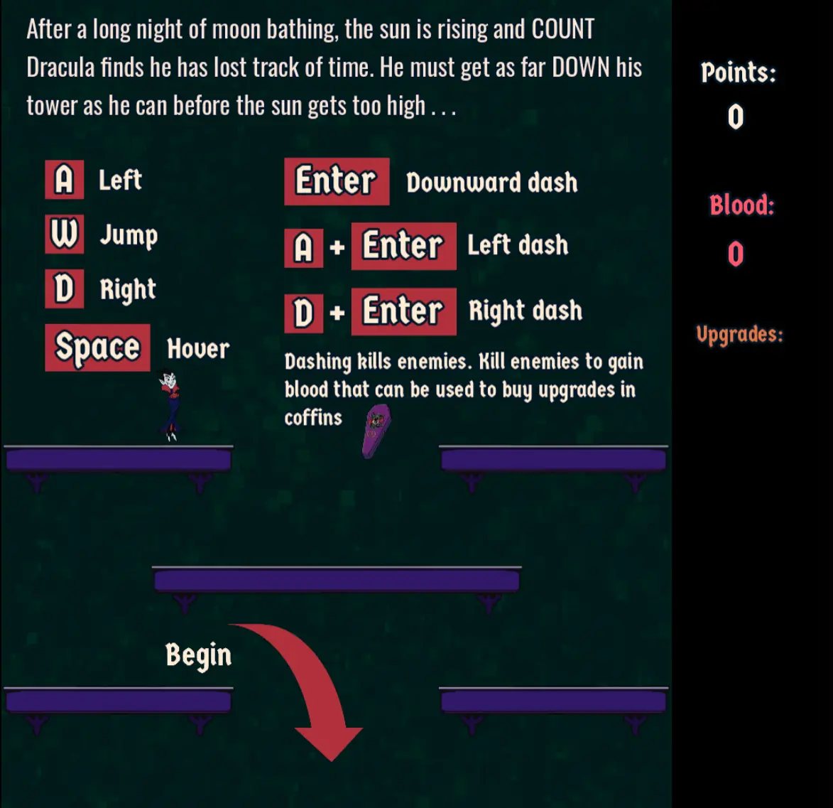Dracula Drop tower descent gameplay scene 1