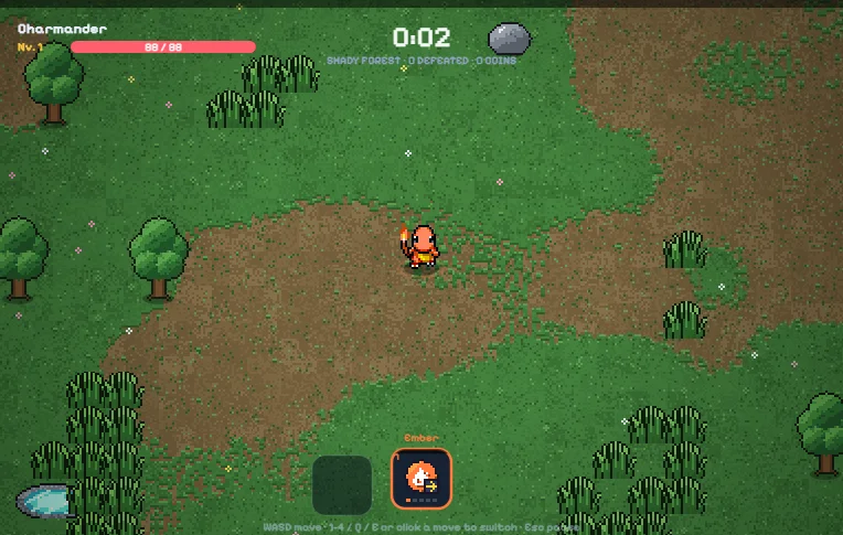 The arena and move bar during a local single-player run