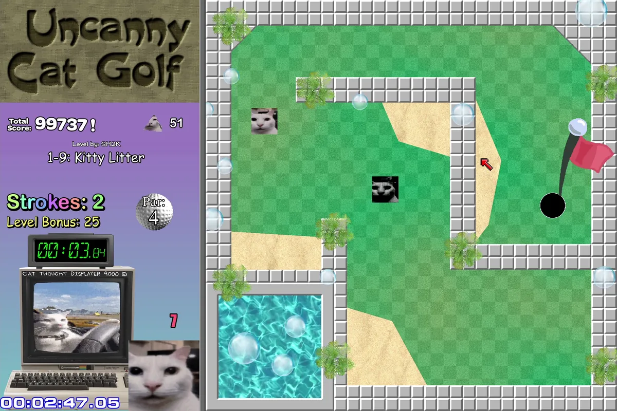 Uncanny Cat Golf choose controlled power course scene