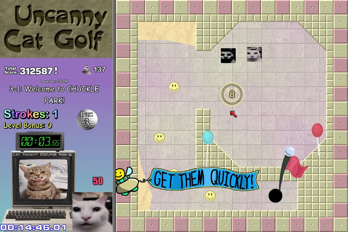 Uncanny Cat Golf bank from broad walls course scene