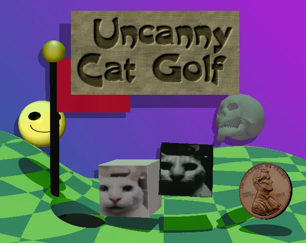 Uncanny Cat Golf square cat game card